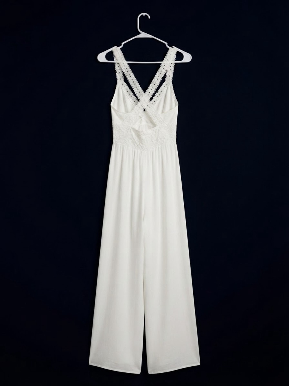 Women's White Lace-Detail Jumpsuit